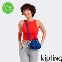 Kipling 夏日靛青藍輕巧圓筒手提肩背兩用包-BINA MINI