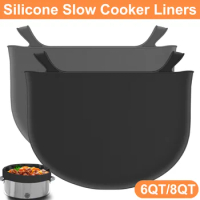 2Pcs Silicone Slow Cooker Liner for 6QT 8QT Pot Reusable Slow Cooker Insert Liner with Handle Leakproof Slow Cooker Silicone