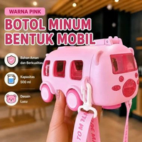 Botol Minum Anak 500 ML Bentuk Mobil Bus | Tumbler Lucu dan Unik Karakter Kendaraan Dengan Sedotan T