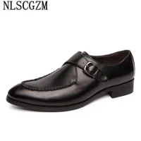Monk Strap Classic Shoes Men Suit Shoes for Men 2024 Brown Loafers Men Dress Shoes Italian Sapatenis Masculino Herren Schuhe