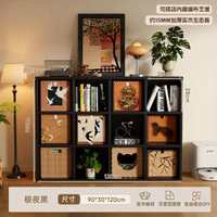 復古風梳化側邊櫃實木格子櫃書架客廳落地櫃矮櫃儲物櫃卡萊克書櫃