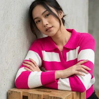 SWEATER RAJUT VALENCIA BLASTER WANITA KOREA CROP TOP / BLOUSE KOREAN STYLE FUSCHIA