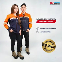 Juragan Wearfacts - Wearpack Semi Jaket Warna Orange Kombinasi Biru Navy M