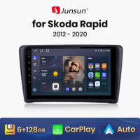 Junsun V1 AI Voice Wireless CarPlay Android Auto Radio for Skoda Rapid 2012 2013 2014 2015-2020 4G Car Multimedia GPS 2din