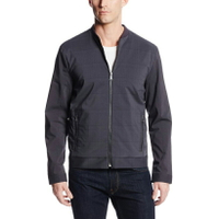 美國百分百【全新真品】Calvin Klein 外套 CK 夾克 立領 格紋 拉鏈 棒球 男衣 深灰色 L號 E164