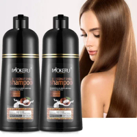 Mokeru 1pc Long Lasting Natural Coconut Dark Brown Hair Dye Shampoo For Gray Hair Shampoo Dye Black