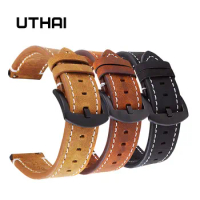 UTHAI P18 Geniune High-end retro Calf Leather Watchbands18mm 20mm 22mm Watch Strap For Samsung Watch Strap For Huawei Watch