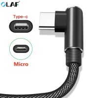 OLAF USB Type C 90 Degree Fast Charging usb c cable Type-c data Cord Charger usb-c For Samsung S8 S9 Note 9 8 Xiaomi mi8 mi6 F1