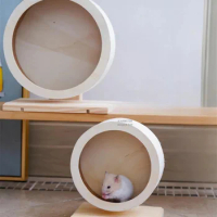Wooden Hamster Running Wheel Training Silent Wheel Cage Accessories Toy Small Animals Exercise Hamster Sports Running
