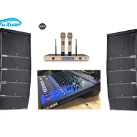 Professional Dj event use outdoor Line Array speakers System For 1000 People with YAMAHA Mixer and wireless Microphone