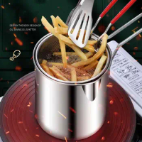 Deep Fryer 304 Stainless Steel Deep Fryer With Filter Deep Fryer With French Fries Skewers Hot Milk 