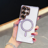 Transparent Magnetic Shockproof Hard Phone Case For Samsung S25Edge S24 S23Plus FE Ultra A56 A36 A26