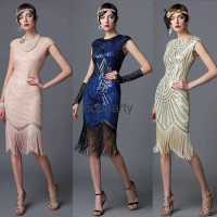 1920s Vintage Flapper Dress For Women O-Neck Bodycon Tassels Sequins Bodycon Gatsby Fancy Cocktail Prom Wedding Evening Dress