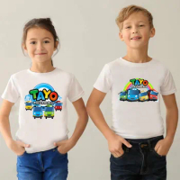 Boys Girls T-shirt Tayo the Little Bus Print Cartoon Kids T shirt Children Clothes Summer Baby Short Sleeve Tops Tees,HKP5837