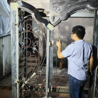 World Unique Biggest Jambs 3" x 6.3" Wrought Iron Door China Pure Hand Fluorocarbon Paint 30 Years No Fade Peeling
