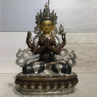 Four-armed Tara Buddha pure copper gilt Buddha statue Tibetan brass Buddha ornament Buddha statue