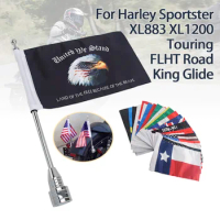 Motorcycle Flag Rear Mount Luggage Rack Fender Side Pole For Harley Sportster XL883 1200 48 72 Touring FLHT Road King Glide