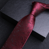 獵尚 酒紅色古花紋結婚領帶新郎官領帶 婚慶領帶工作主持領帶