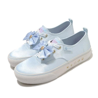 【SKECHERS】休閒鞋 Bobs Marley 美少女戰士 女鞋 聯名款 光滑緞面鞋面 蝴蝶結 穿搭 藍 白(66666268LTBL)
