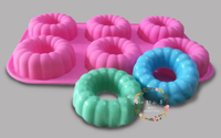 心動小羊^^DIY矽膠模具肥皂香皂模型矽膠皂模藝術皂模具香磚擴香石6孔環狀甜甜圈曲奇模