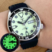 Small 37mm SKX013 3.8 Diver Watch S NH36 Mechanical Men Watches Fully Luminous Dial Weekday Date 200m Waterproof Rejor Clock