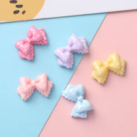 5pcs Mini polka dot bow resin flatback for craft diy supplies cabochons charms for jewelry nail art materials