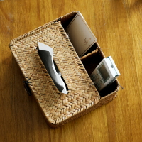 編織抽紙盒家用 簡約客廳餐廳創意多功能桌面收納分格紙巾盒草編