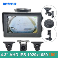 DIYSECUR 4.3inch AHD IPS Rear View Backup Car Monitor 190 Degree 1080P Starlight AHD Side Rear View Car Camera for SUV MPV RV