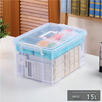 [Keyway聯府] 手提雙層整理箱(4入) 手提箱 收納箱 15L 置物箱 分類箱 美術用品箱 HK15【139百貨】