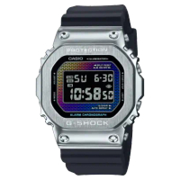 【CASIO 卡西歐】G-SHOCK 彩虹蒸鍍不鏽鋼金屬系列電子錶 GM-5600RW-1
