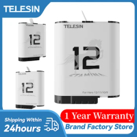TELESIN Endurence Battery For GoPro Hero 12 11 10 9 1750 mAh Battery 3 Slots TF Card Battery Storage Charger Box For GoPro 12 11