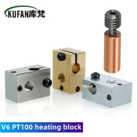 KUFAN CR10 Heated Block Aluminium Plated Copper Brass Heat Block for PT100 HT-100K Hotend 3D Printer Extruder Heated Block