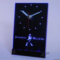 tnc0102 Johnnie Walker Whiskey Wine Bar Table Desk 3D LED Clock