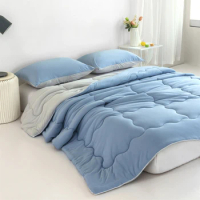 Twin XL Comforter Set Ultra-Soft Knit Cotton Light blue Bedding Sets with 2 Pillow Shams Breathable