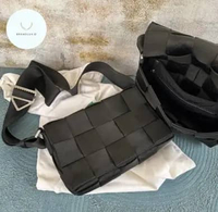 Bottega Intercciato Cassette Messenger Bag in Black