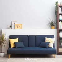 Dekoruma Daito Sofabed Kain Minimalis | Sofa Tamu | Sofa Bed Scandinavian Biru