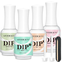 AZUREBEAUTY 4+4Pcs Dip Powder Liquid Set 15ml/0.5oz with Base/Top Coat Activator Brush Saver Nail Fi