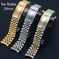 Solid Stainless Steel Bracelet for Rolex for Jubilee Curved End Metal Wristband 20mm Men Women High Quality Watch Band Accessory