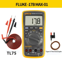Fluke 17B MAX Digital Multimeters /Manua 6000 Count/ 2000uF/Capacitance,Voltage,Frequency,Temperature Probe Measures Meter F17B