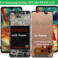 6.5" Super AMOLED For Samsung Galaxy A51 SM-A515FN/DS A515F A515 LCD Touch panel Digitizer with frame For display a51