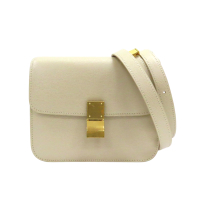 【二手名牌BRAND OFF】CELINE 賽琳 米色皮革 Classic Box 肩背包