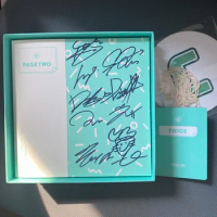 TWICE autographed signed with pen 2016 mini2nd album PAGE TWO Blue Version