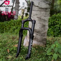 BOLANY 26*4.0" Fat Bike Suspension Fork 135mm MTB Snow Beach Bicycle Air Forks 115mm Travel 1-1/8 Threadless Supention Fork