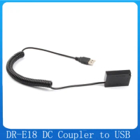 DRE18 LP-E17 Dummy Battery DR-E18 DC Coupler USB Coild Cable for Canon EOS RP 77D 200D 750D 760D 800D Kiss 8000D X8i Rebel T6