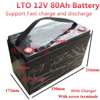 GTK LTO 12V 80AH Lithium Titanate Battery Pack For Boat Motor Solar Car UPS Golf Cart EV RV Caravan Motorhome AGV + 10A Charger