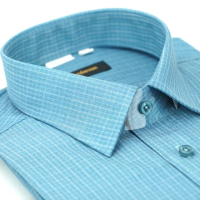 【金安德森】藍色線格窄版長袖襯衫