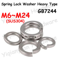 GB7244 M6 M8 M10 M12 M16 M20 M24 SUS304 Stainless Steel Spring Lock Washer Heavy Type Elastic Gaskets Rings