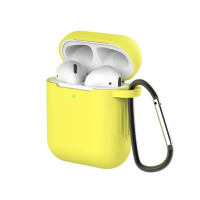【General】AirPods 保護套 保護殼 無線藍牙耳機充電矽膠收納盒- 檸檬黃(附掛勾)