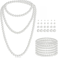 NEWITIN Bộ Trang Sức Ngọc Trai 23 Món Dành Cho Nữ, Trang Sức Dự Tiệc, Dây Chuyền Ngọc Trai Giả, Vòng