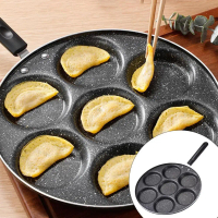 Kuali, 7 Lubang, Mini, Tidak Melekat, Sesuai untuk Ham, Burger, Telur, dan Pancake, Alat Memasak